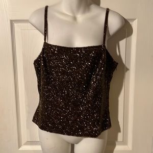 Lon Sabella brown beaded camisole with side zipper